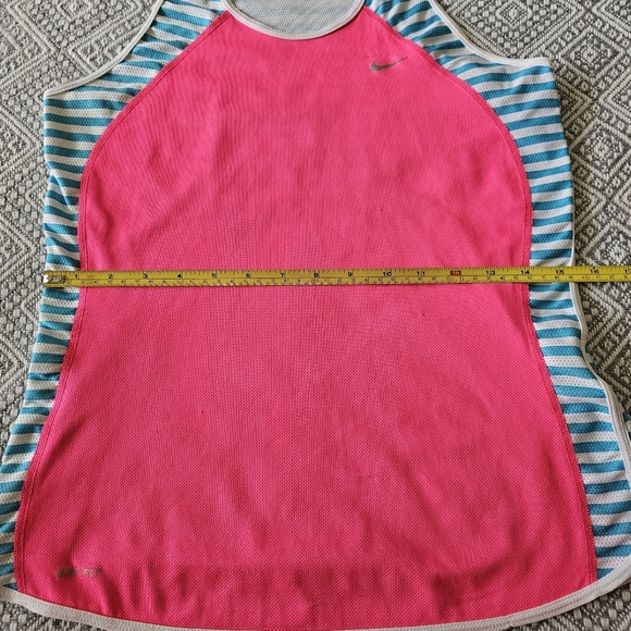 NIKE Vintage Hot Pink Blue Striped Dri-Fit Training Active Tank Top - Small - Picture 12 of 16